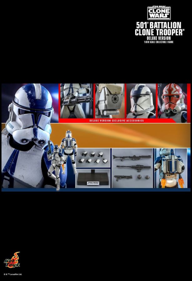 Hot Toy Star Wars: The Clone Wars - 501st Battalion Clone Trooper Deluxe 1:6 Scale 12" Action Figure - My Hobbies