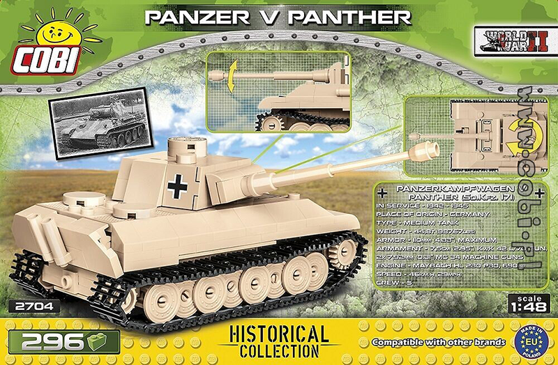 Cobi World War II - Panzer v Panther Tank 1:48 Scale 294 pieces - My Hobbies