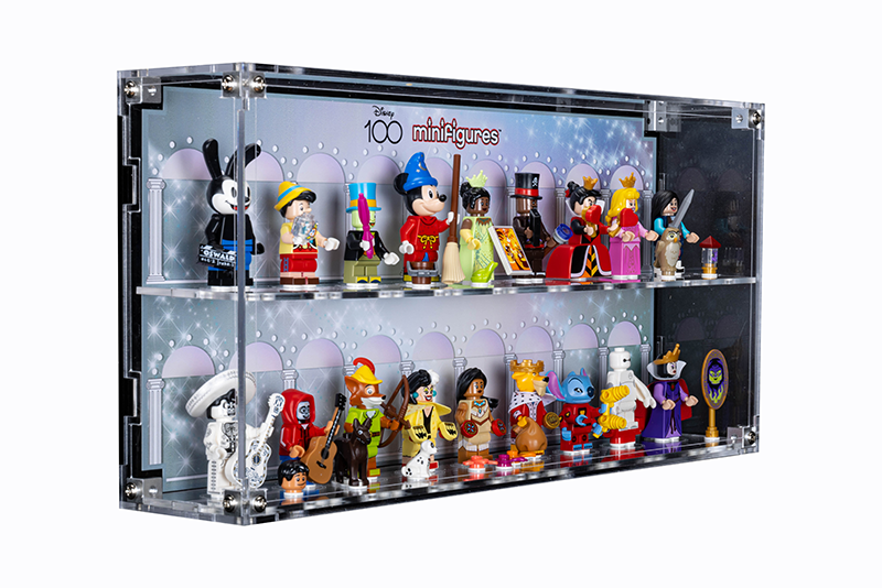 Wall Mounted Display Case for LEGO Minifigure 71038 Disney 100 With/Without background