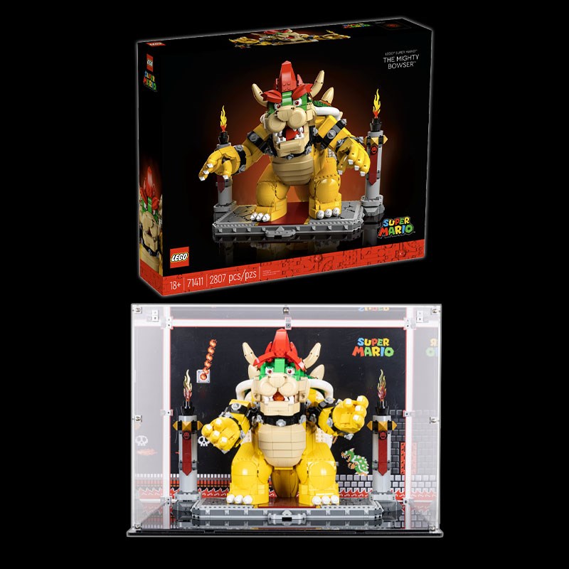 LEGO® 71411 Super Mario™ The Mighty Bowser™ +Display Case (Black with Background) Bundle - My Hobbies