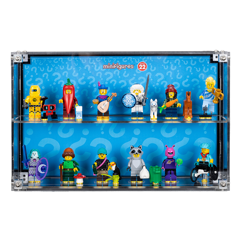 LEGO 71032 complete sets with Wall Mounted Display Case for Minifigure 71032 Series 22 (with background) ship from 7th of July - My Hobbies
