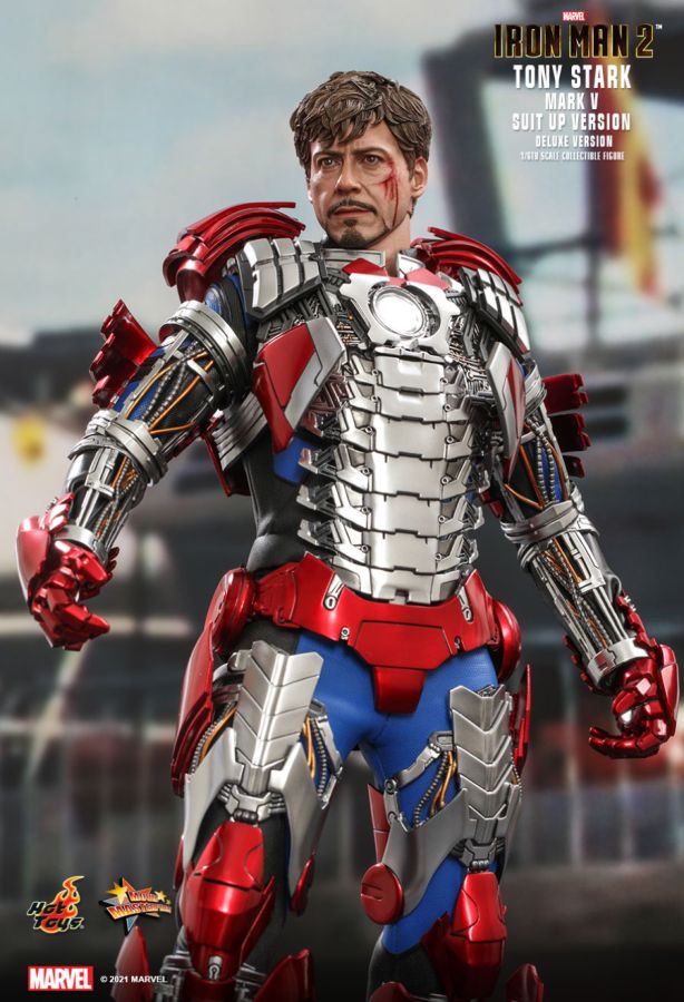 Hot Toys Iron Man 2 - Tony Stark Mark V Suit Up Deluxe 1:6 Scale 12" Action Figure - My Hobbies