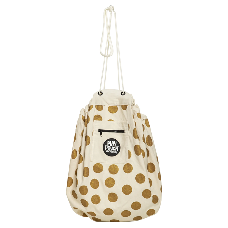 Glitter Gold Dots Printed Play Pouch - My Hobbies