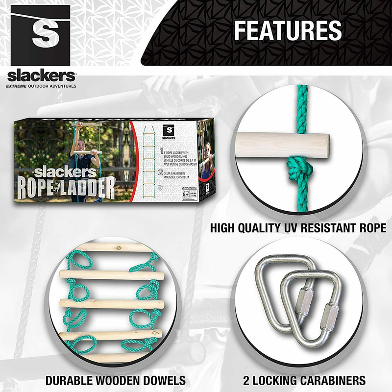 Slackers - Ninja Rope Ladder 8' Climbing Ladder for Obstacle Sports and Outdoors - My Hobbies