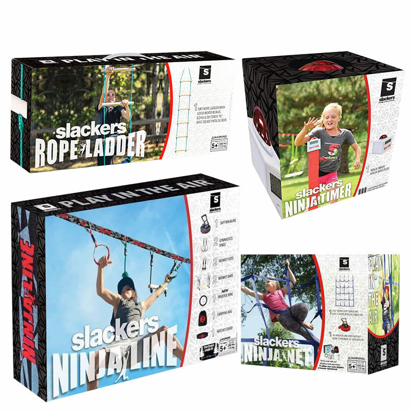 Slackers - Ninja Intro Kit + Timer + Ladder + cargo net Bundle (Set of 4) - My Hobbies