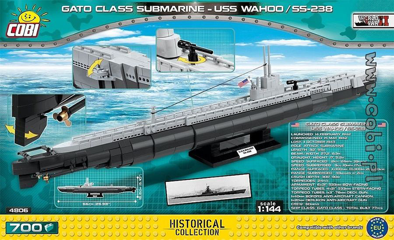 Cobi World War II - 670 piece Gato Class Submarine USS Wahoo /SS-238 - My Hobbies