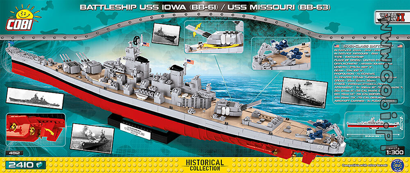 Cobi World War II - WS Iowa Class USS MIS (2410 pieces) - My Hobbies